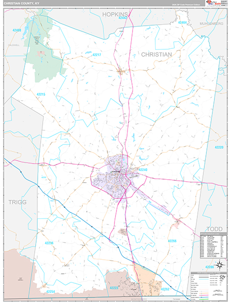 Christian County, KY Zip Code Map