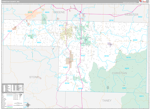 Christian County, MO Zip Code Map
