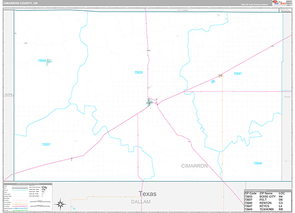 Cimarron County, OK Wall Map