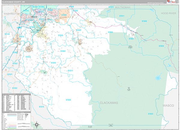 Clackamas County, OR Wall Map