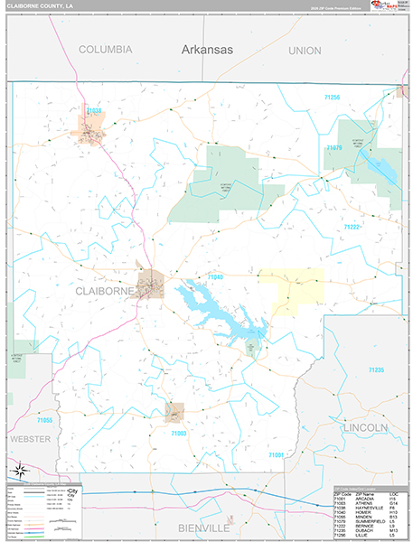 Claiborne County, LA Wall Map