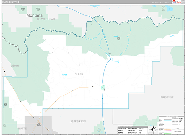 Clark County, ID Wall Map