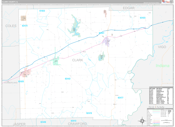Clark County, IL Wall Map