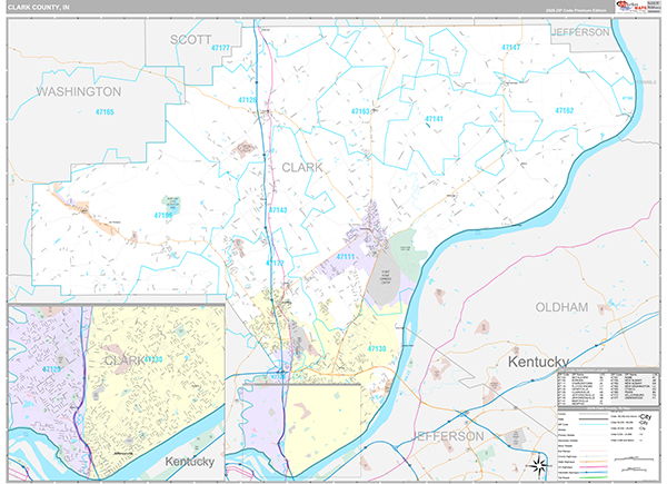 Clark County, IN Zip Code Map