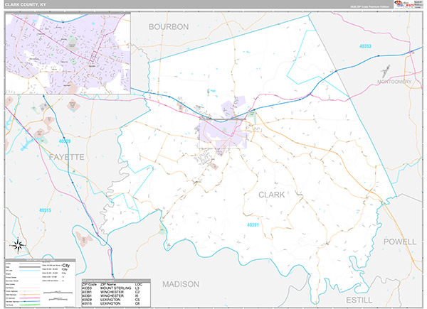 Clark County, KY Zip Code Map