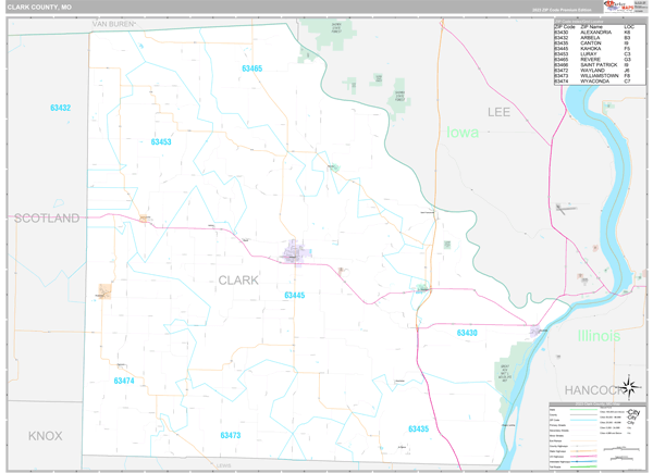 Clark County, MO Wall Map Premium Style