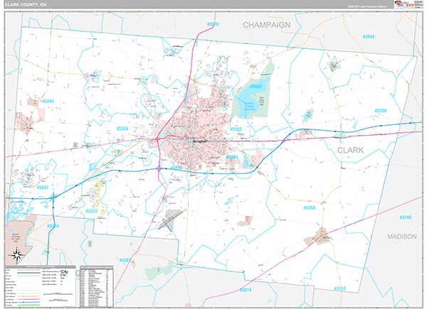 Clark County, OH Zip Code Map