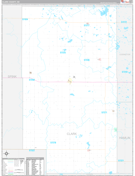 Clark County, SD Wall Map Premium Style