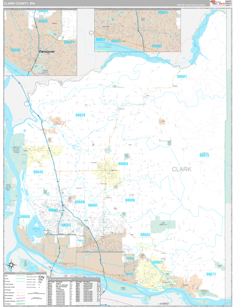 Clark County, WA Zip Code Map
