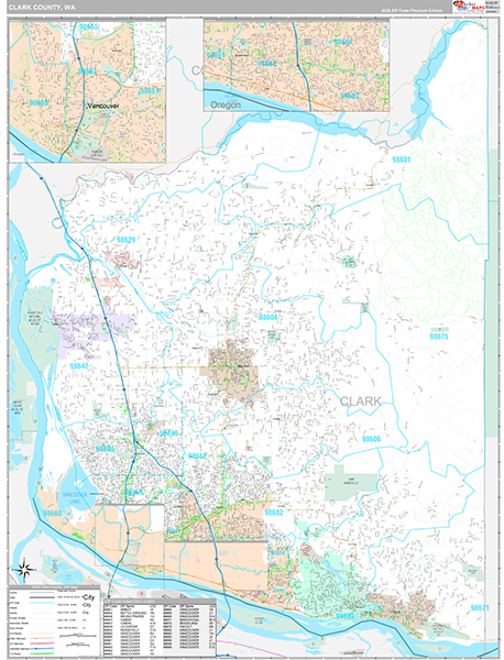 Clark County, WA Wall Map
