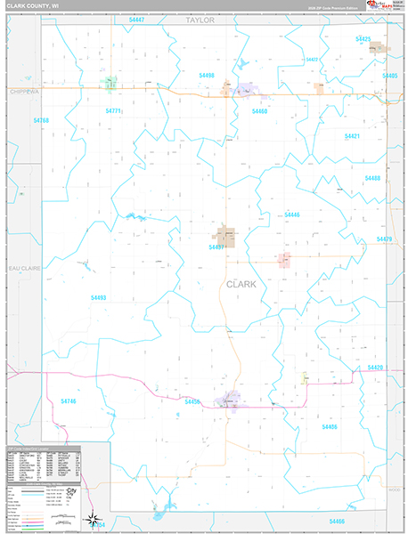 Clark County, WI Wall Map