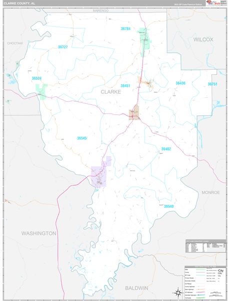 Clarke County, AL Zip Code Map