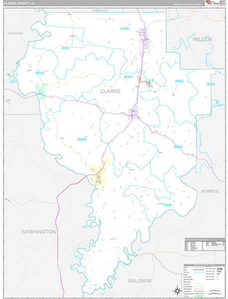 Clarke County, AL Zip Code Map