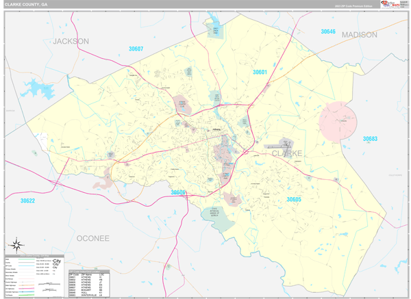 Clarke County, GA Wall Map
