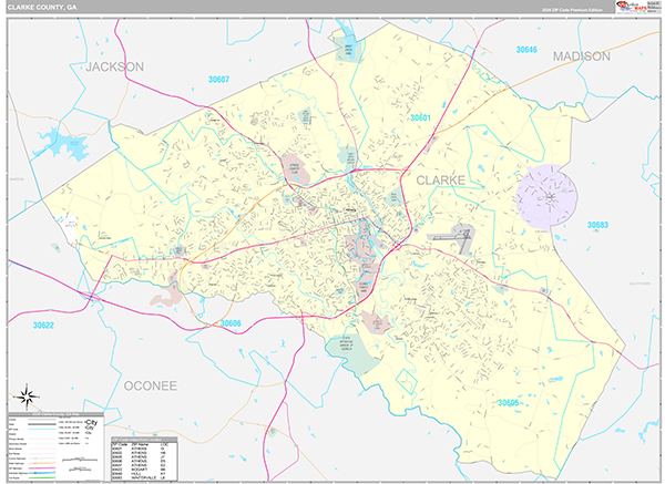 Clarke County, GA Zip Code Map