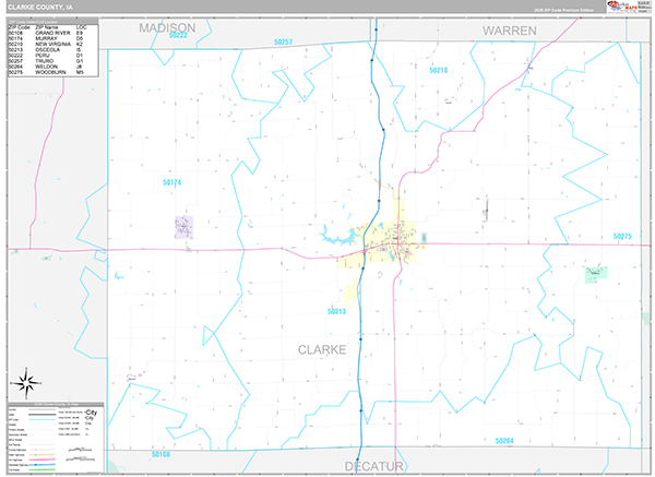 Clarke County, IA Wall Map Premium Style