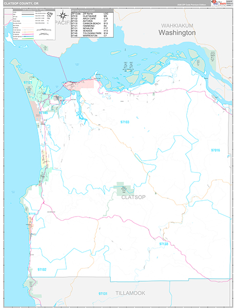 Clatsop County, OR Zip Code Map