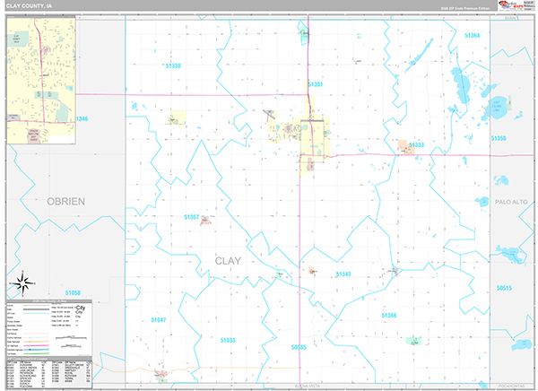 Clay County, IA Zip Code Map