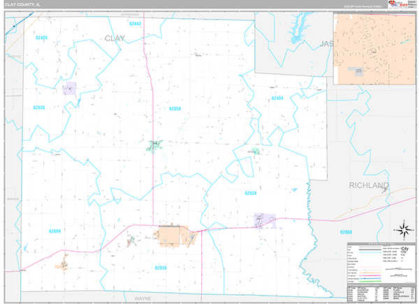 Clay County, IL Zip Code Map