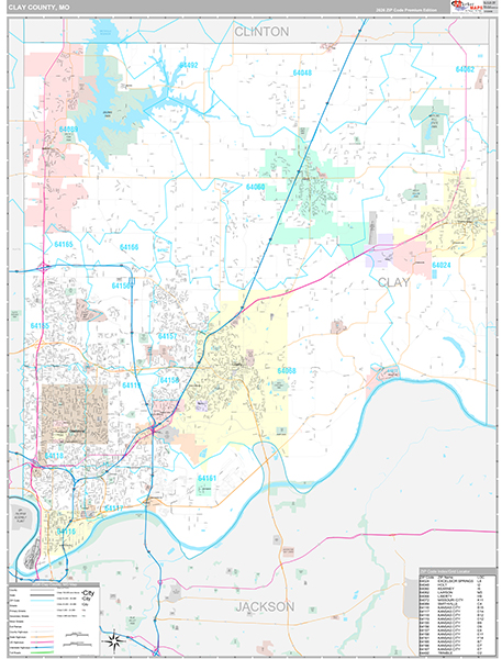Clay County, MO Zip Code Map