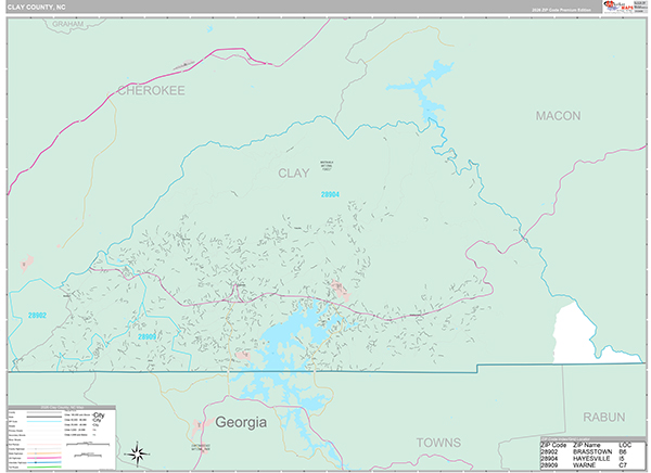 Clay County, NC Zip Code Map