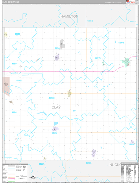 Clay County, NE Map Premium Style