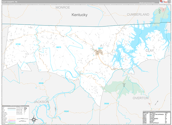 Clay County, TN Zip Code Map