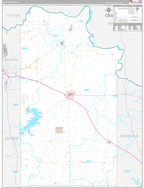Clay County, TX Wall Map