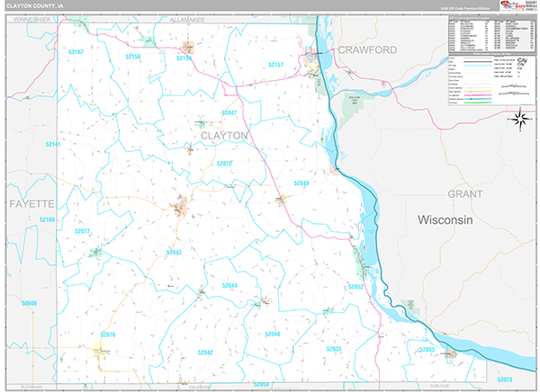 Clayton County, IA Zip Code Map