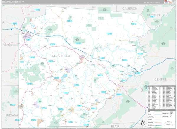 Clearfield County, PA Zip Code Map