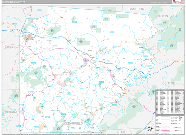 Clearfield County, PA Zip Code Map