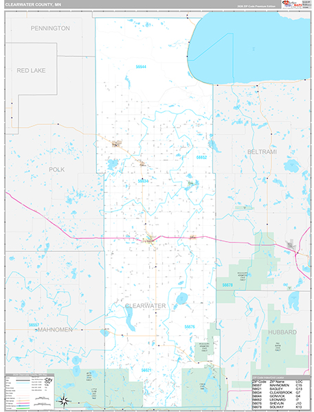 Clearwater County, MN Wall Map