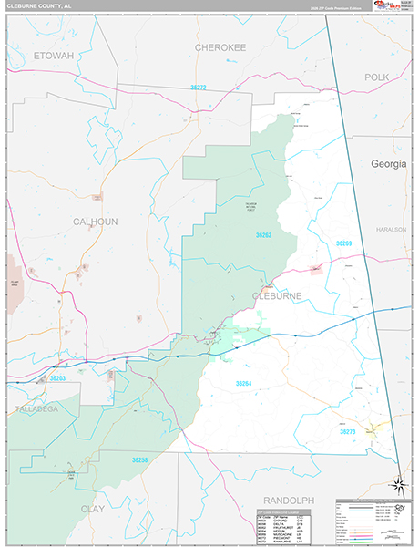 Cleburne County, AL Zip Code Map