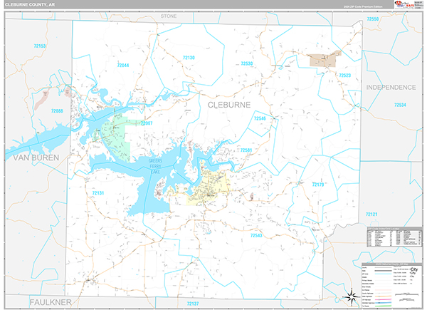 Cleburne County, AR Zip Code Map