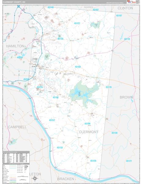 Clermont County, OH Wall Map