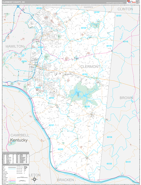 Clermont County, OH Carrier Route Wall Map