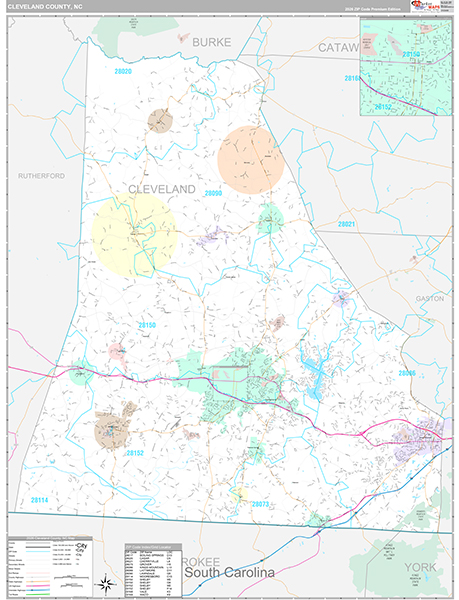 Cleveland County, NC Wall Map