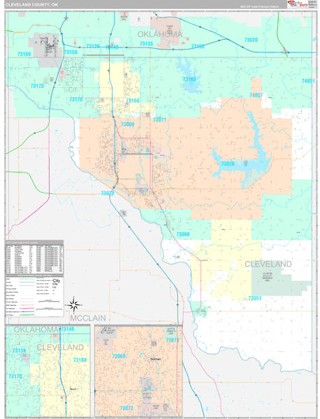 Cleveland County, OK Wall Map