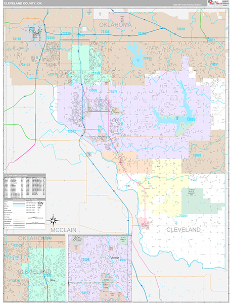 Cleveland County, OK Wall Map