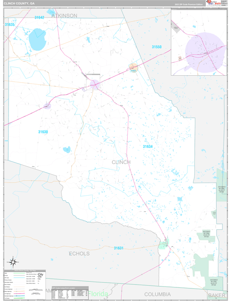 Clinch County, GA Zip Code Map