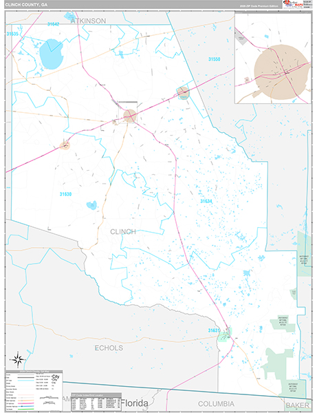 Clinch County, GA Zip Code Map