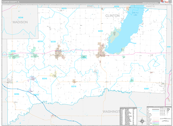 Clinton County, IL Zip Code Map