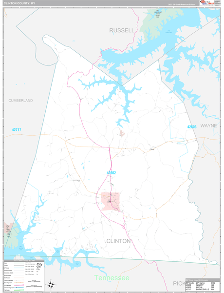 Clinton County, KY Wall Map