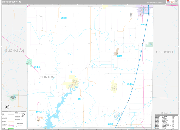 Clinton County, MO Wall Map Premium Style