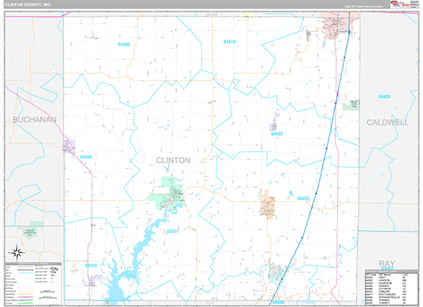 Clinton County, MO Zip Code Map