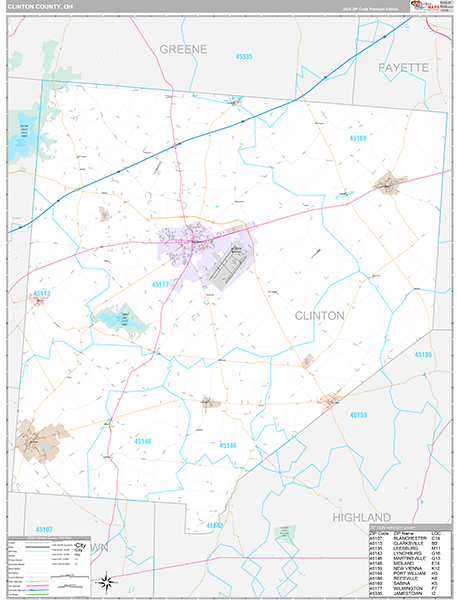 Clinton County, OH Carrier Route Wall Map