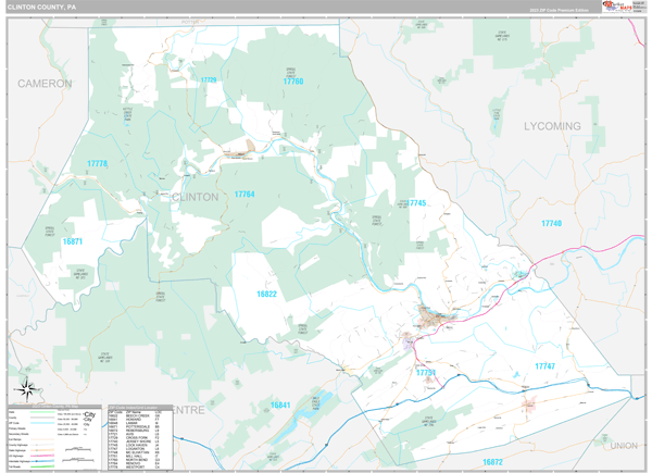 Clinton County, PA Zip Code Map
