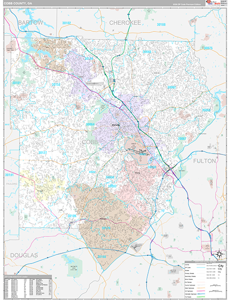 Cobb County, GA Zip Code Map