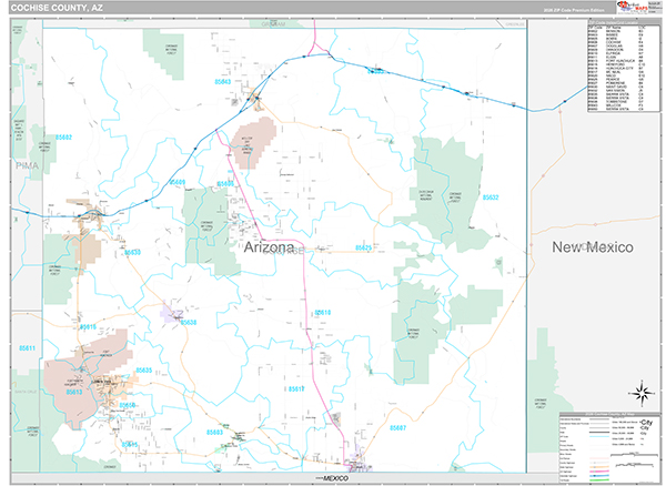 Cochise County, AZ Wall Map