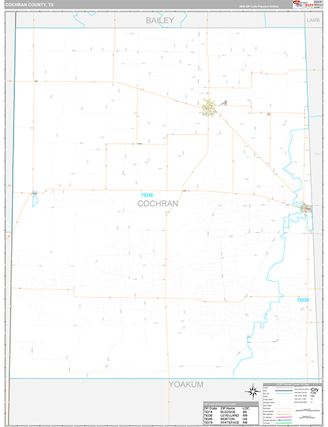 Cochran County, TX Wall Map Premium Style